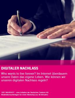 Abbildung des Titelblatts der Moderationsunterlagen für den 90-minütigen Workshop zu "Digitaler Nachlass"