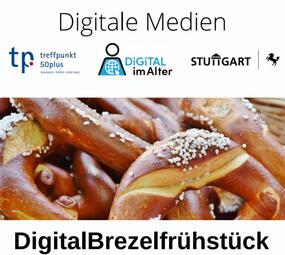 mehrere Brezeln oberhalb des Schriftzuges Digitalbrezelfrühstück