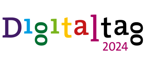 Logo des Digitaltages 2024: Der Wortlaut steht geschrieben. Jeder Buchstabe hat eine andere Farbe.