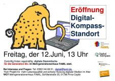 Plakat: Eröffnung Digital-Kompass-Standort am Freitag, den 12. Juni, 13 Uhr