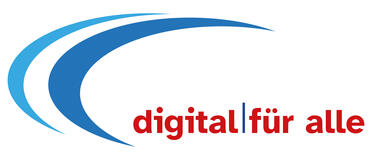 Logo der Tagung. Blaue Ringen mit der Schrift "Digital für alle"