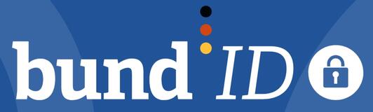 BundID-Logo mit blauem Hintergrund und dem Schriftzug BundID+ein Schloßsymbol