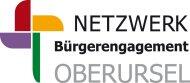 Logo des Netzwerks Bürgerengagements Oberursel. Links ist eine Art Blüte aus vier Quadraten in rot, gelb, grün und lila. Daneben die Schrift "Netzwerk Bürgerengagement Oberursel"