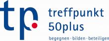 Logo des treffpunkt 50plus, blauer Schriftzug auf weißem Hintergrund